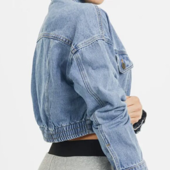 MONO B Cropped Denim Jacket L Large S Small - Picture 2 of 2